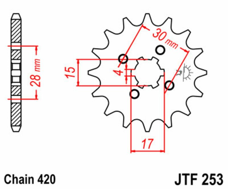 PION JT 253 de acero con 15 dientes